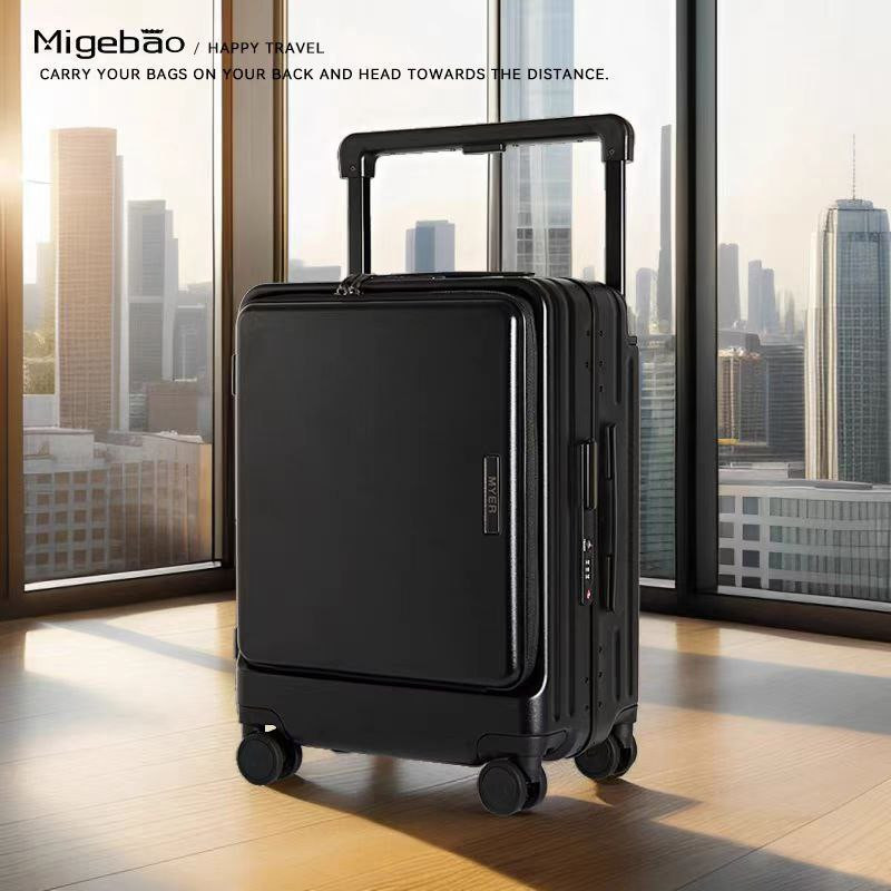 Valise d'affaire d'exportation de 20 et 24 pouces à ouverture frontale pour ordinateur, valise d'embarquement pour homme, valise de chariot large à ouverture latérale