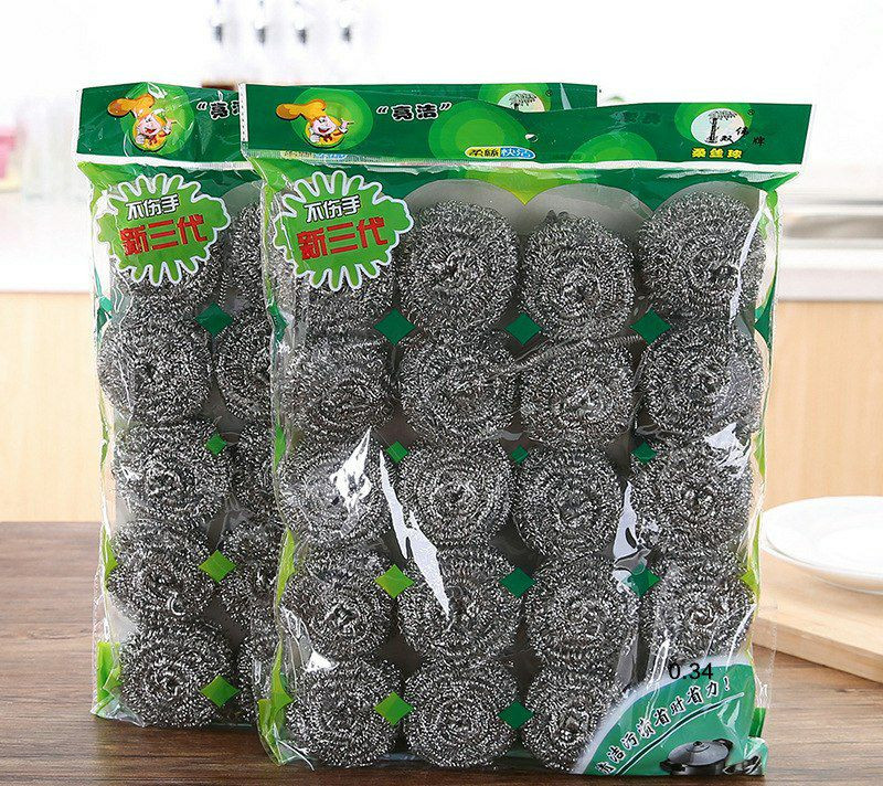 20pcs in pack d'épongés en acier inoxydable Wholesale High Zinc Wire Nettoyage de Casserole,  marmite...  Boule de ménage Nettoyage en acier