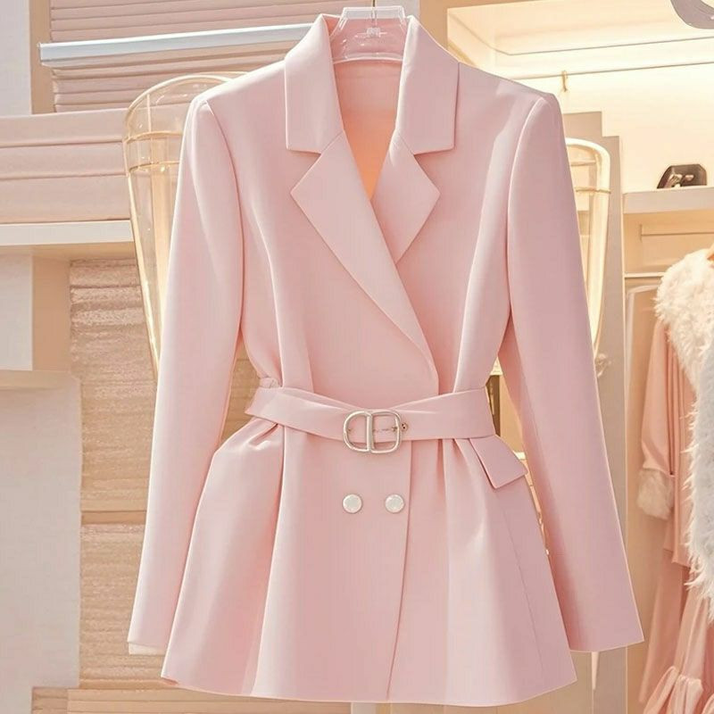 Nouveau style de Veste class Unique super beaux hauts d'aspect avec design haut de gamme et une veste de chouchure rose de niche pour les femmes au début de l'automne
