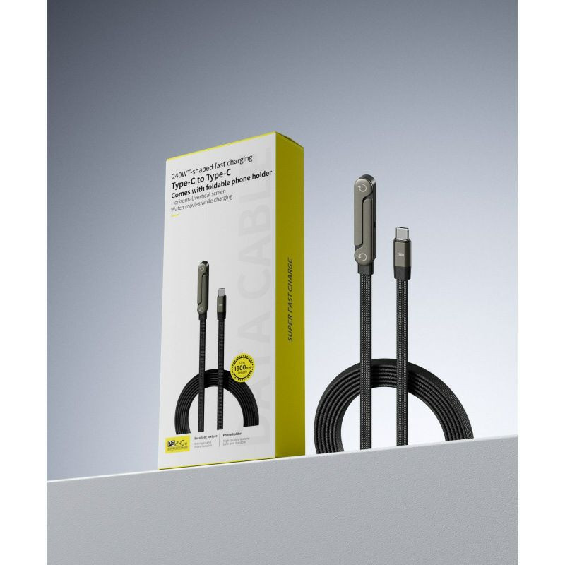 Câble de données et de charge rapide Rasemo 240W T-shaped Type-C vers Type-C.