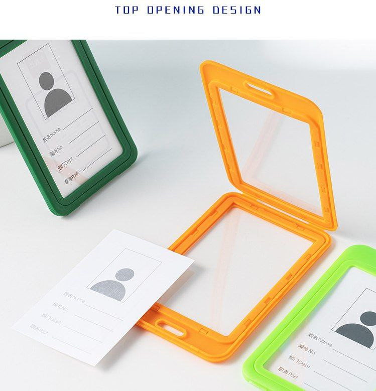 Film transparent double face badge de travail fixe porte-carte de conférence carte de travail à rabat carte de poitrine avec lanière