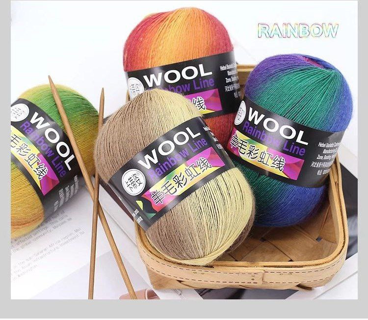 Fil coloré teint en segments, dégradé coloré boule de laine, fil arc-en-ciel, châle tricoté à la main, paquet de matériel de bricolage au Crochet