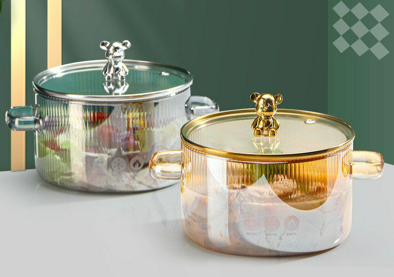 Mini casserole a induction en verre Épaissison de verre à borosilicate élevé mignon ours ménage alimentaire supplémentaire soupe  nouilles bol lait