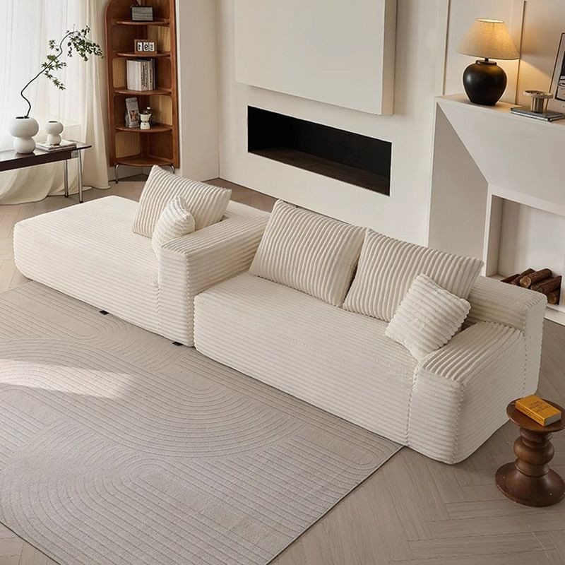 Canapé Droit Convertible 3 Places Marvin En Fausse Fourrure Côtelée Beige sofa de compression
